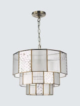 John Lewis Rhea Textured Glass Tiered Dimmable Ceiling Light - Antique Brass