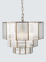 John Lewis Rhea Textured Glass Tiered Dimmable Ceiling Light - Antique Brass