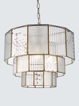 John Lewis Rhea Textured Glass Tiered Dimmable Ceiling Light - Antique Brass