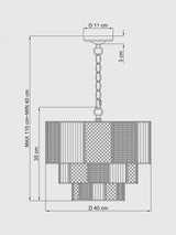 John Lewis Rhea Textured Glass Tiered Dimmable Ceiling Light - Antique Brass