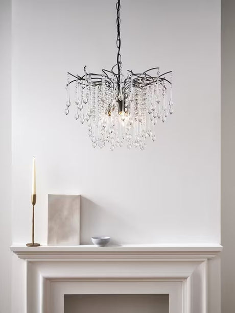 John Lewis Verity Glass Crystal Chandelier Ceiling Light - Antique Brass