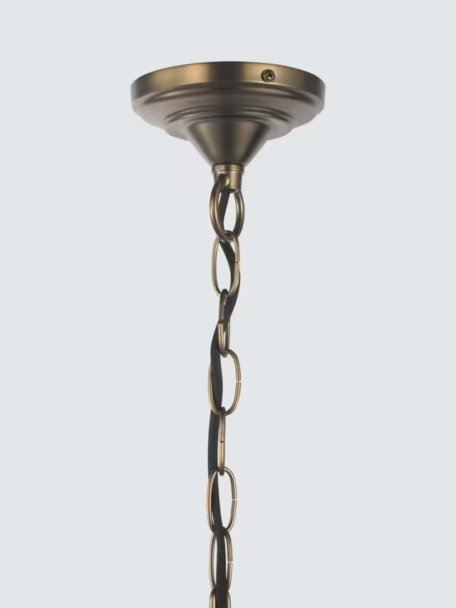 John Lewis Verity Glass Crystal Chandelier Ceiling Light - Antique Brass