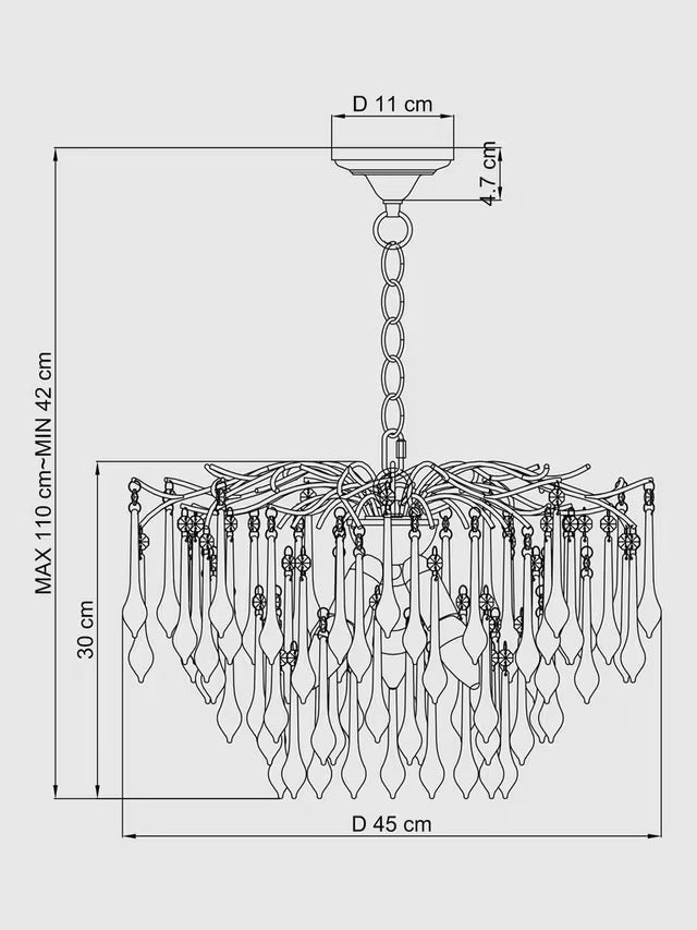 John Lewis Verity Glass Crystal Chandelier Ceiling Light - Antique Brass