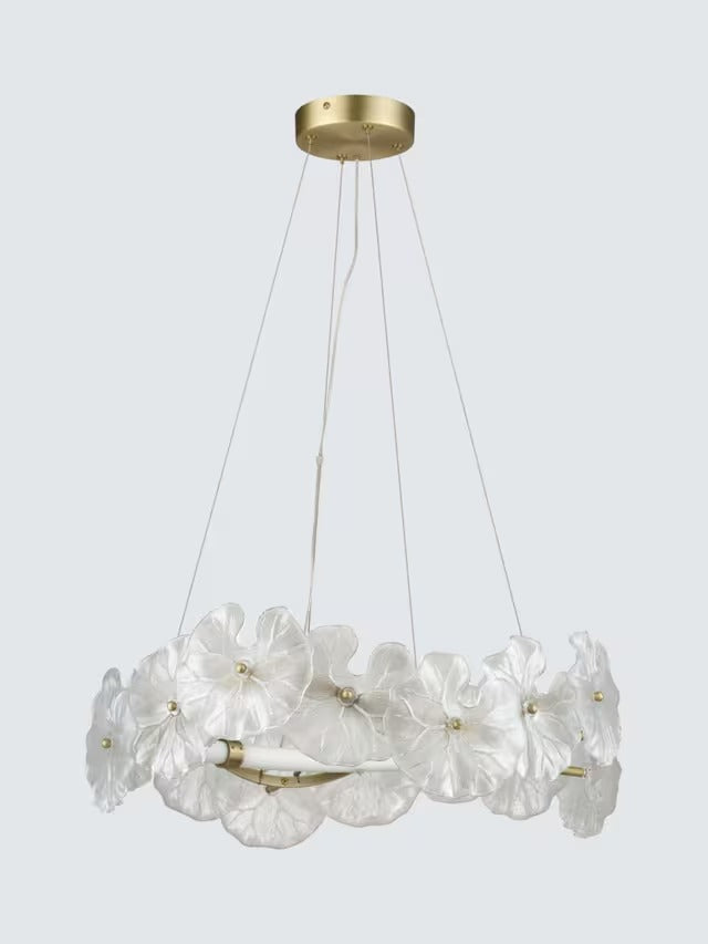 John Lewis Lily Pad Dimmable Adjustable Glass Chandelier Ceiling Light Gold