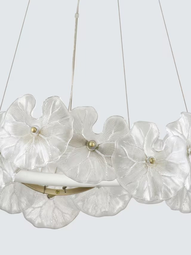 John Lewis Lily Pad Dimmable Adjustable Glass Chandelier Ceiling Light Gold