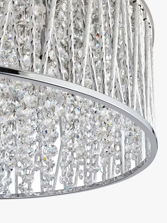 John Lewis Emilia Large Crystal Drum Flush Ceiling Light - Polished Chrome