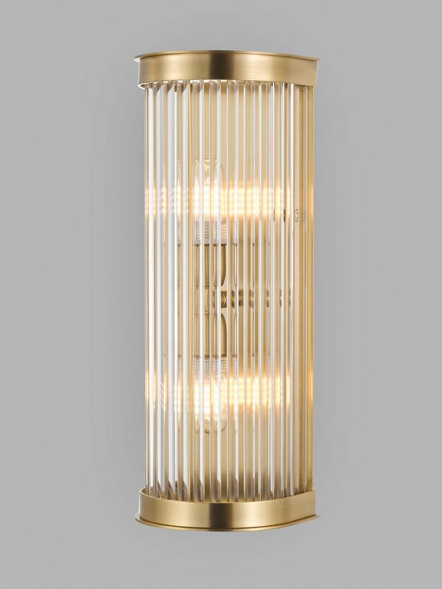 John Lewis Boston Ribbed Glass IP44 Brass Bathroom Wall Light - Matte Brass