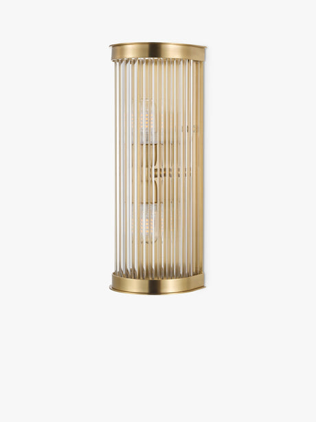 John Lewis Boston Ribbed Glass IP44 Brass Bathroom Wall Light - Matte Brass