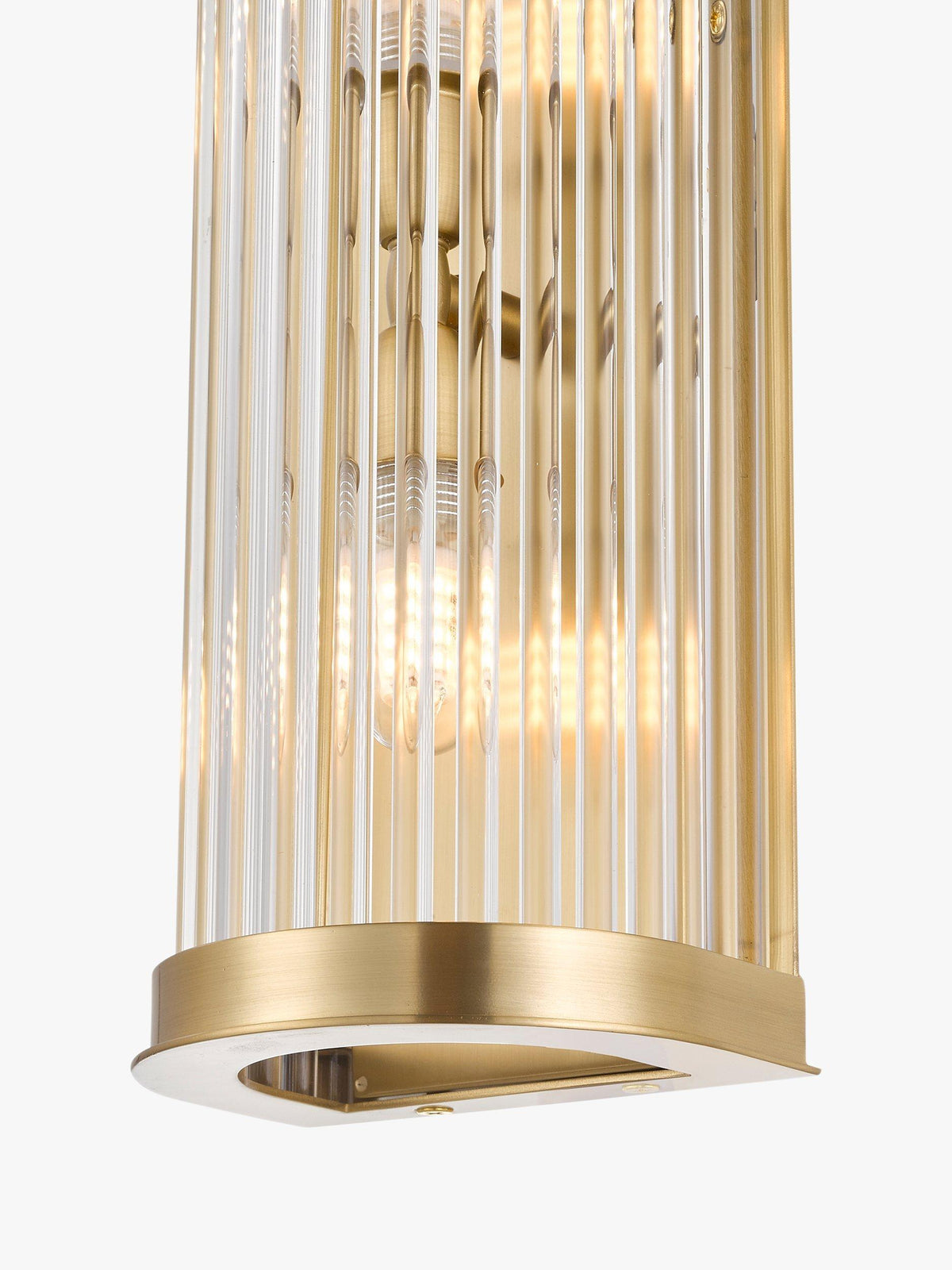 John Lewis Boston Ribbed Glass IP44 Brass Bathroom Wall Light - Matte Brass