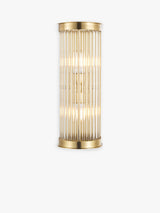 John Lewis Boston Ribbed Glass IP44 Brass Bathroom Wall Light - Matte Brass