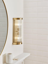 John Lewis Boston Ribbed Glass IP44 Brass Bathroom Wall Light - Matte Brass