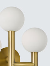 John Lewis Modern Globe Glass Shades 3 Arm Wall Light - Matt Gold/White