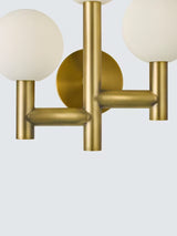 John Lewis Modern Globe Glass Shades 3 Arm Wall Light - Matt Gold/White
