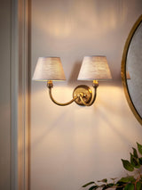 John Lewis Pompion Double Arm Dimmable LED Wall Mounted Light - Aged Brass