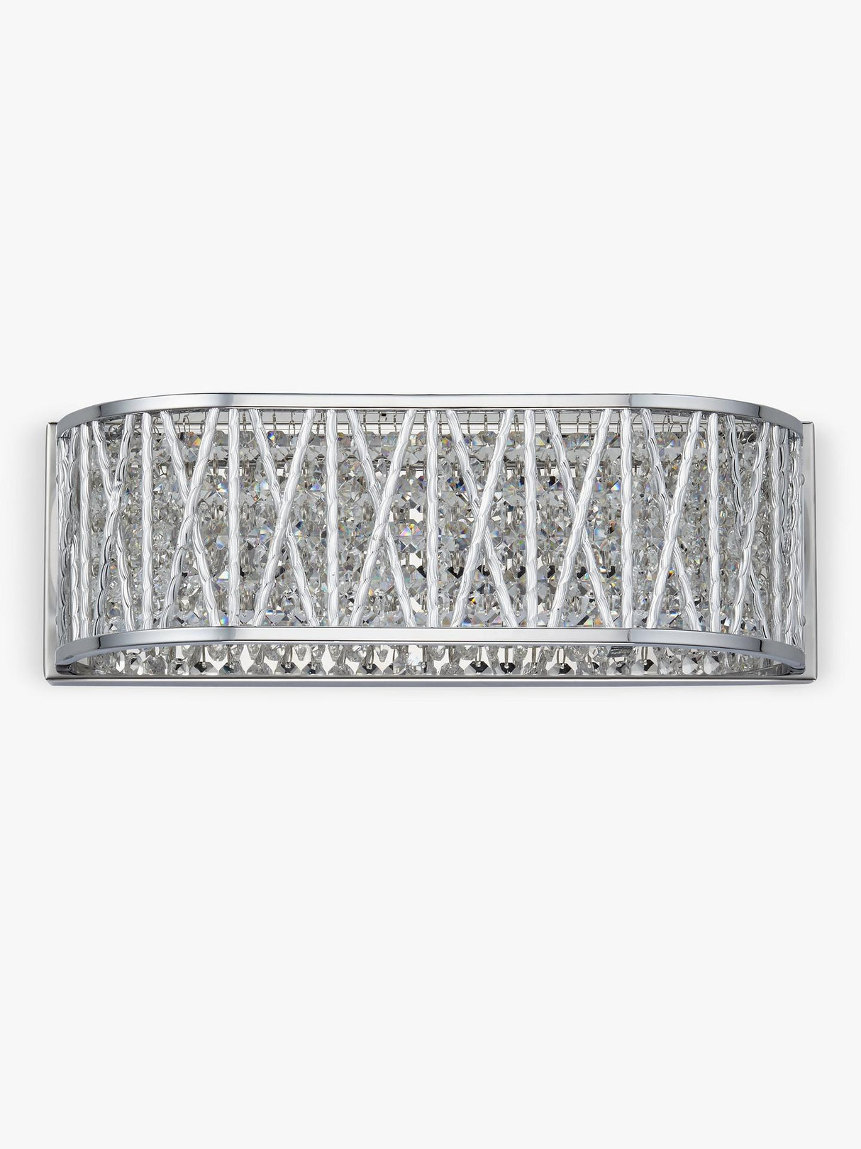 John Lewis Emilia Dimmable Crystal Drum Wall Light - H13 x W38 x D11cm