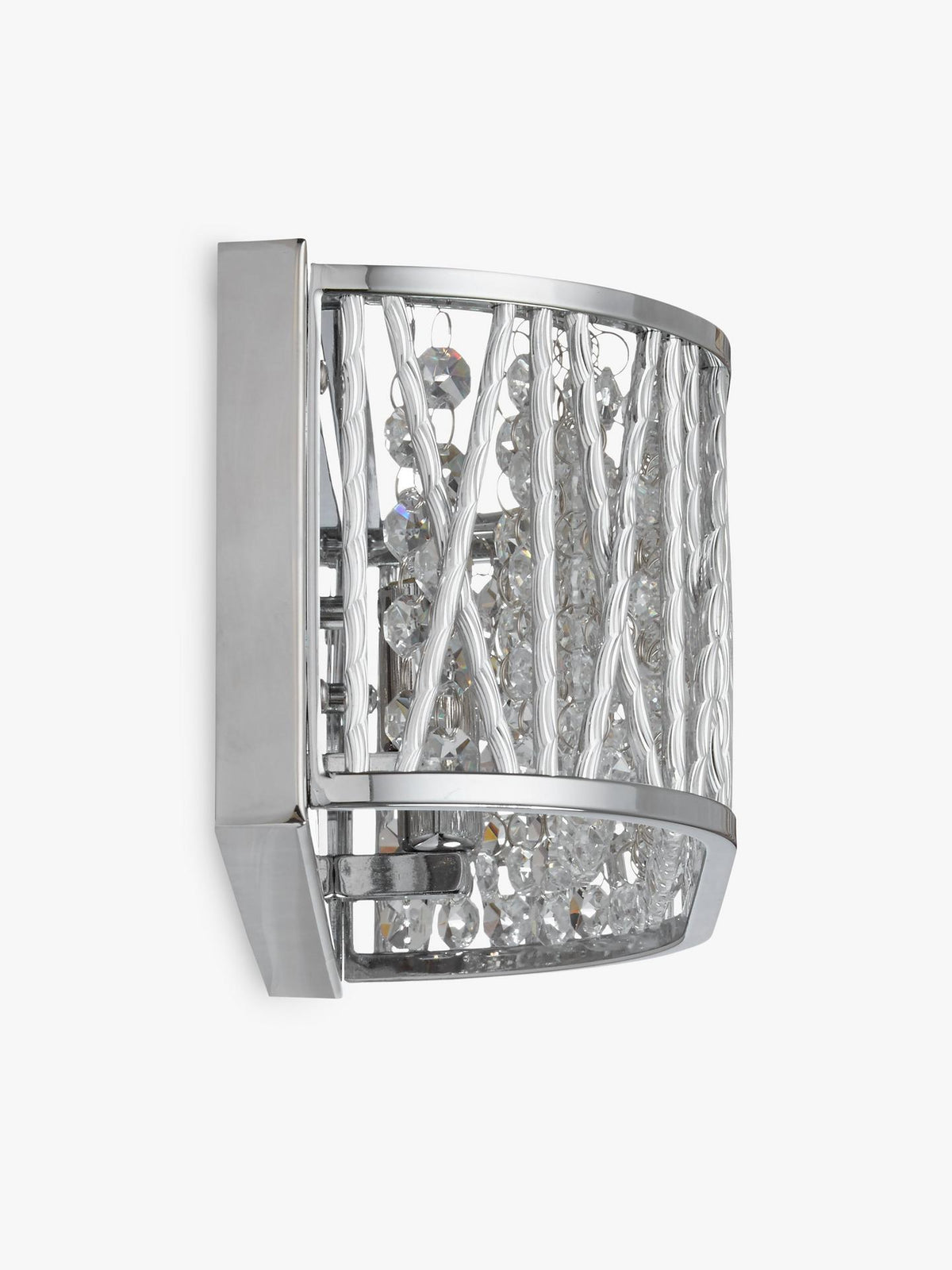 John Lewis Emilia Dimmable Crystal Drum Wall Light - H13 x W38 x D11cm