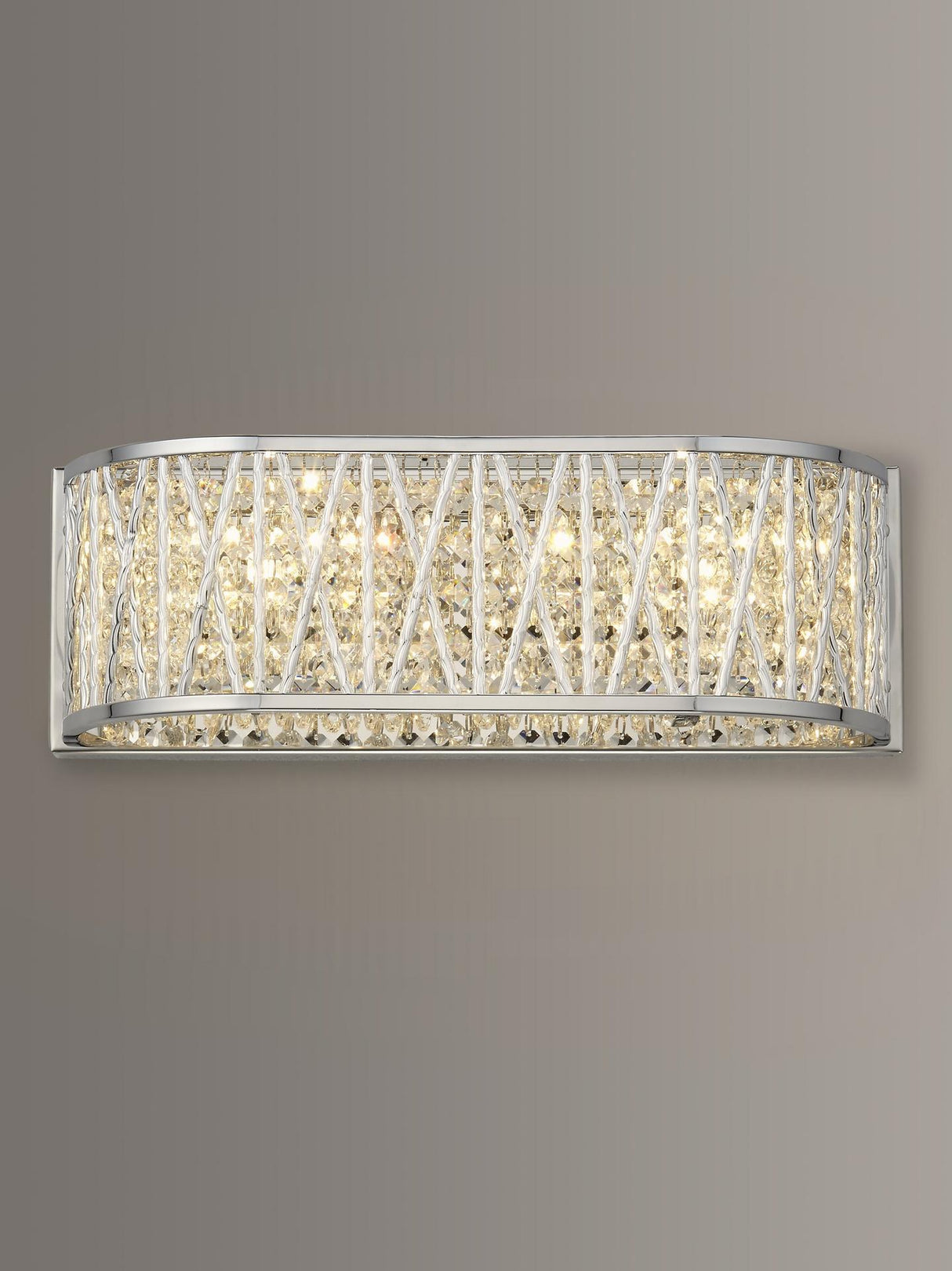 John Lewis Emilia Dimmable Crystal Drum Wall Light - H13 x W38 x D11cm