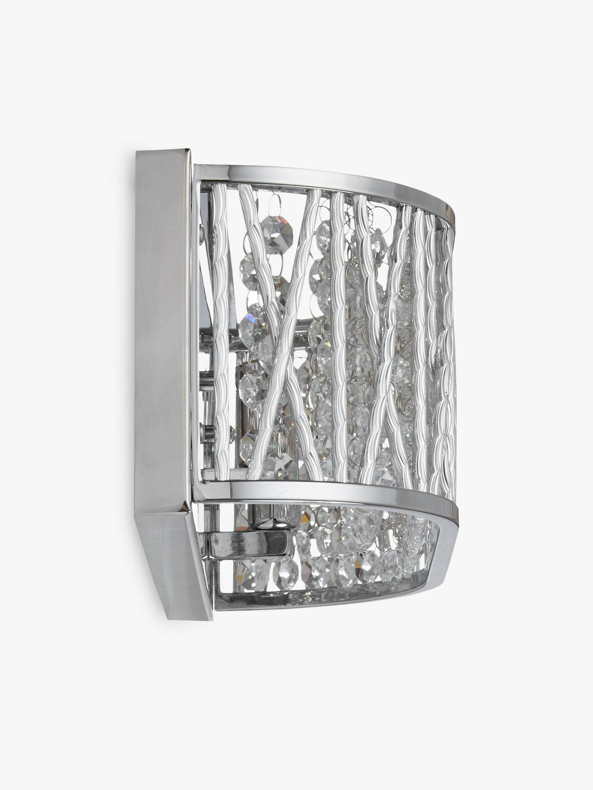 John Lewis Emilia Dimmable Crystal Drum Wall Light - H13 x W38 x D11cm