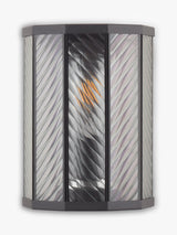 John Lewis Herringbone Glass IP44 Outdoor Wall Lantern Light - Clear/Black