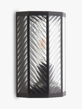 John Lewis Herringbone Glass IP44 Outdoor Wall Lantern Light - Clear/Black