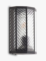 John Lewis Herringbone Glass IP44 Outdoor Wall Lantern Light - Clear/Black