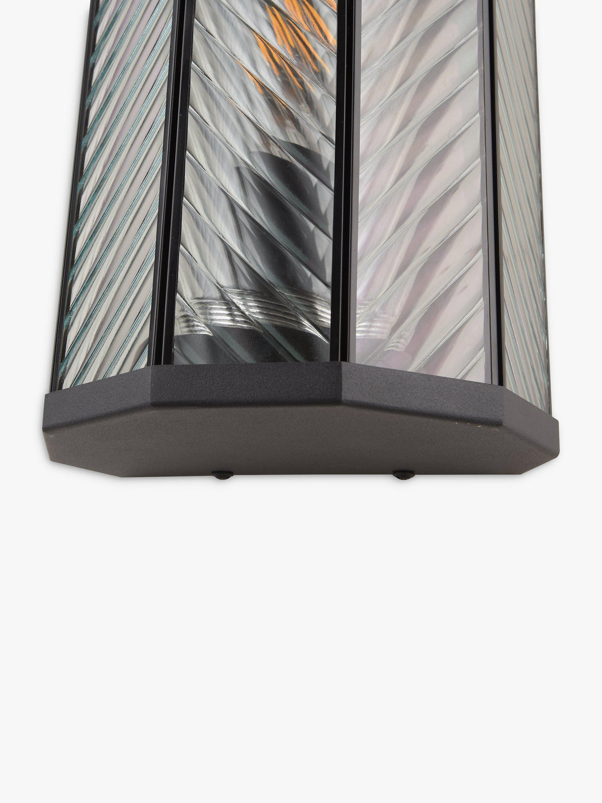 John Lewis Herringbone Glass IP44 Outdoor Wall Lantern Light - Clear/Black