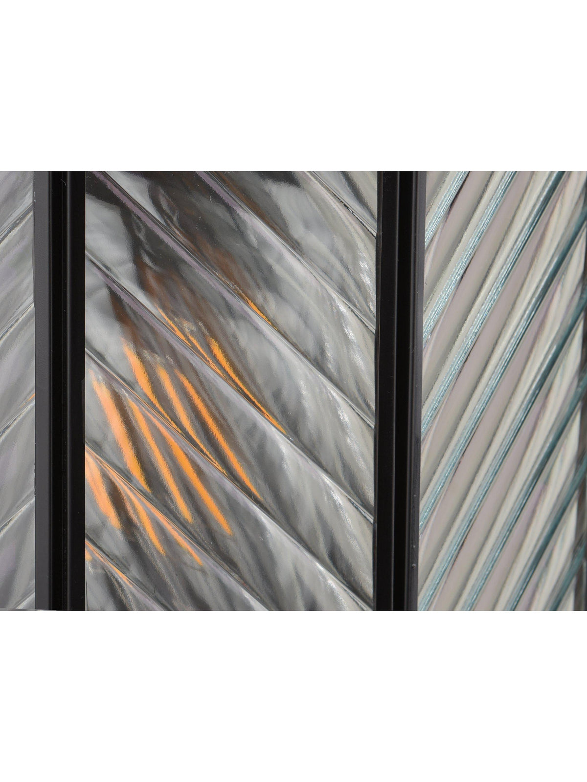 John Lewis Herringbone Glass IP44 Outdoor Wall Lantern Light - Clear/Black