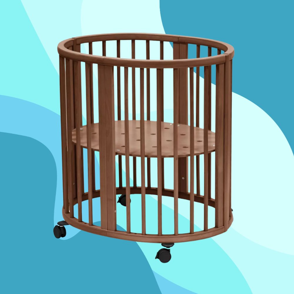 Stokke Sleepi V3 Mini Oval Baby Newborn Adjustable Height Crib - Warm Brown