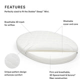 Stokke Sleepi V3 Oval Breathable Baby Crib Mattress 72 x 139cm - White