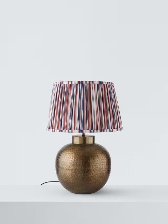 John Lewis Hammered Metal Pleated Shade Table Lamp - Antique Brass/Multi