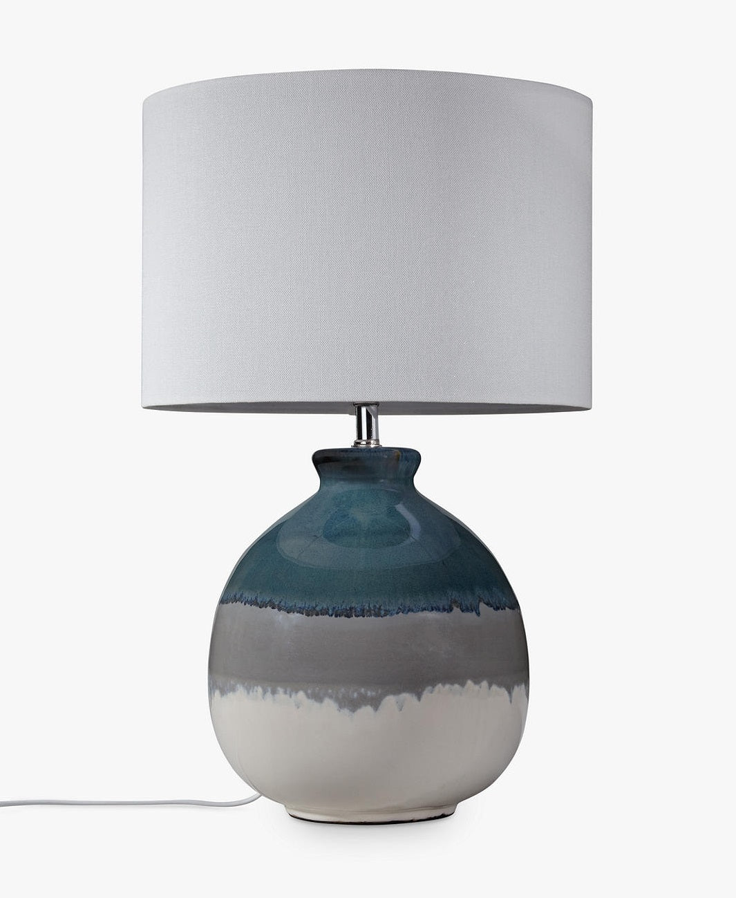 John Lewis & Partners Martha Linen Shade Ceramic Table Lamp - Blue