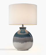 John Lewis & Partners Martha Linen Shade Ceramic Table Lamp - Blue