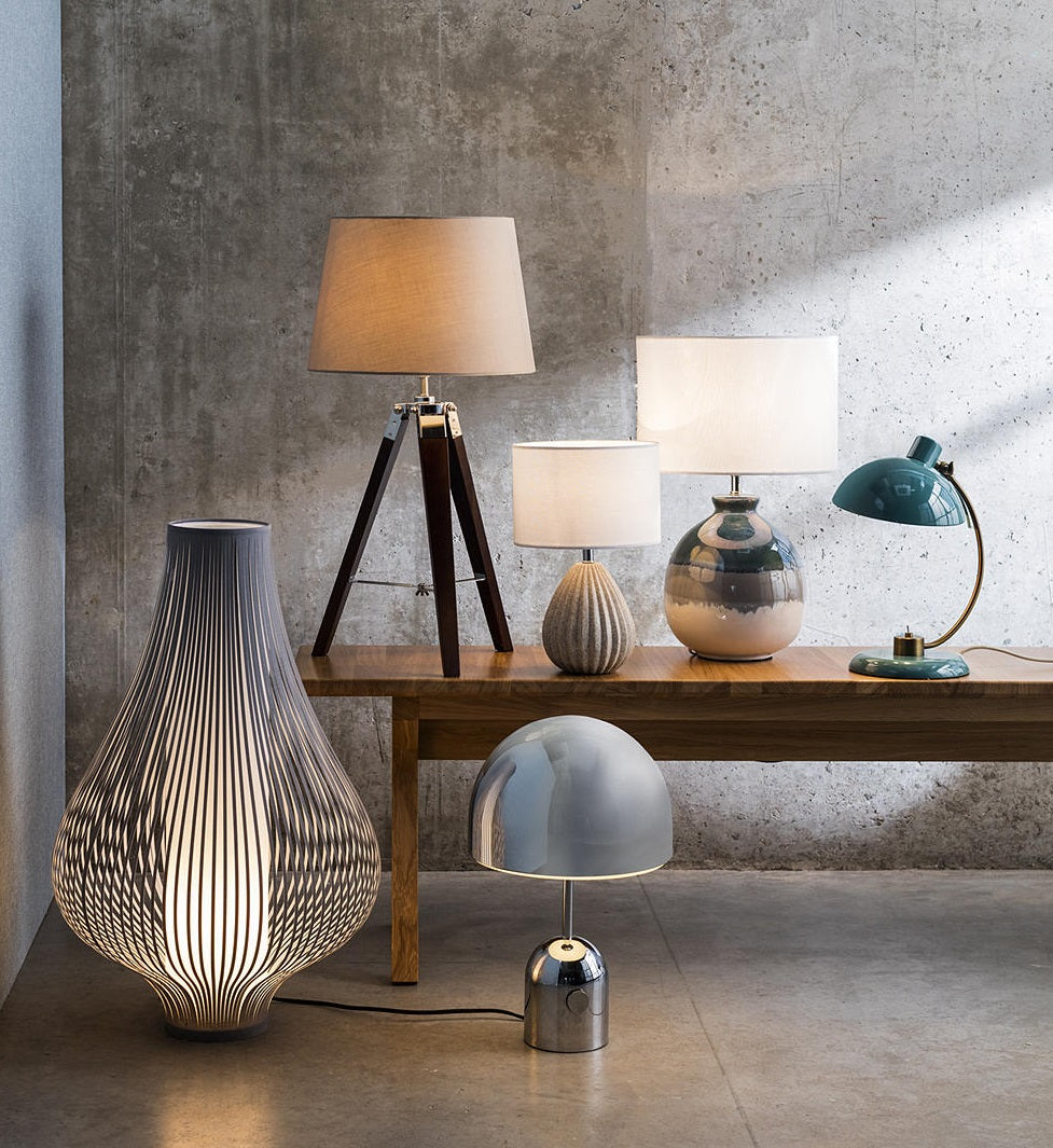 John Lewis & Partners Martha Linen Shade Ceramic Table Lamp - Blue