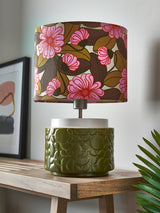 Orla Kiely Tile Table Lamp Ceramic Base Floral Shade Medium - Olive Green