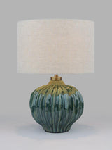 John Lewis Urchin Linen Shade Ceramic Abstract Decorative Table Lamp - Green