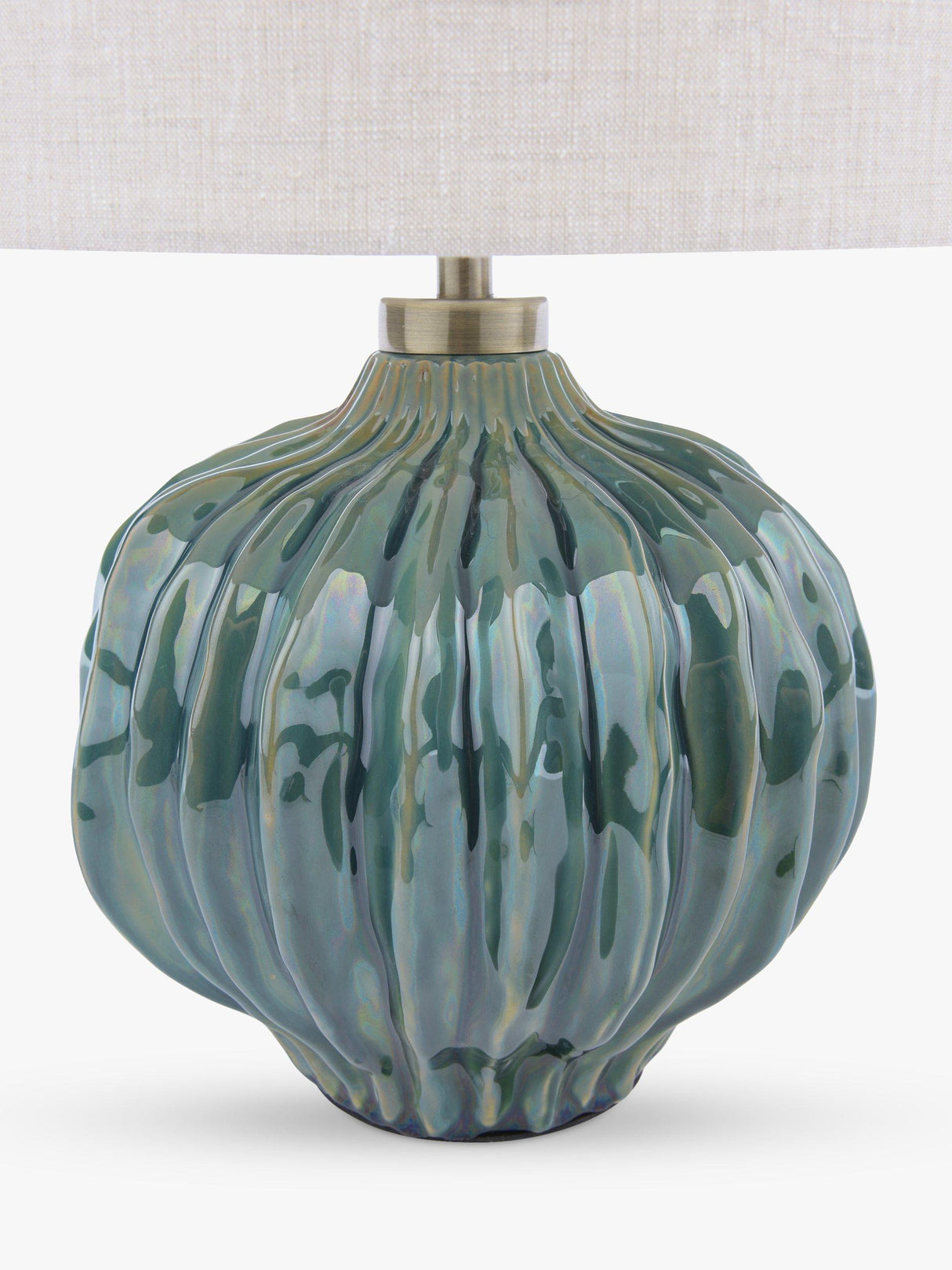 John Lewis Urchin Linen Shade Ceramic Abstract Decorative Table Lamp - Green