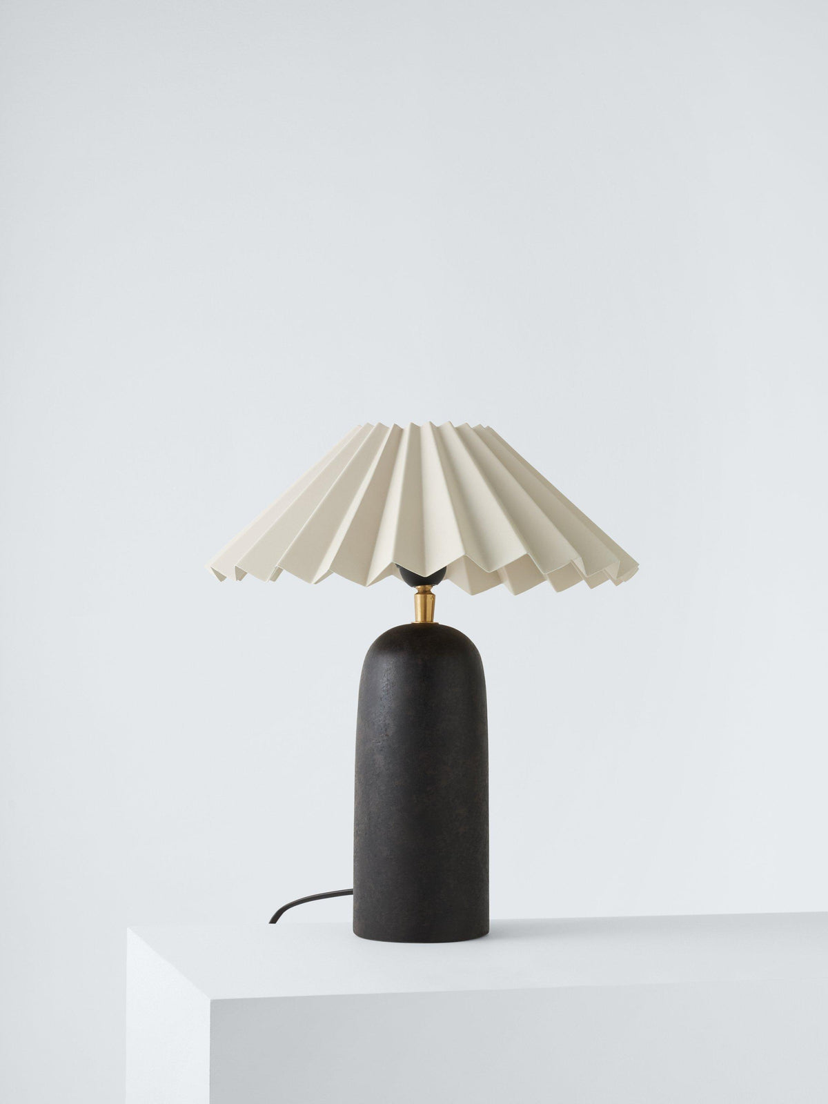 John Lewis Terracotta Matte Pleated Metal Shade E27 Table Lamp H38cm - Black