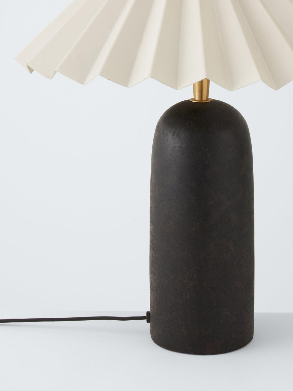 John Lewis Terracotta Matte Pleated Metal Shade E27 Table Lamp H38cm - Black