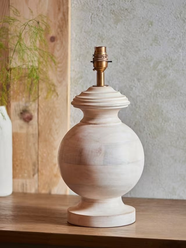 John Lewis Freestanding Non-Dimmable Mango Wood Lamp Base - White Wash