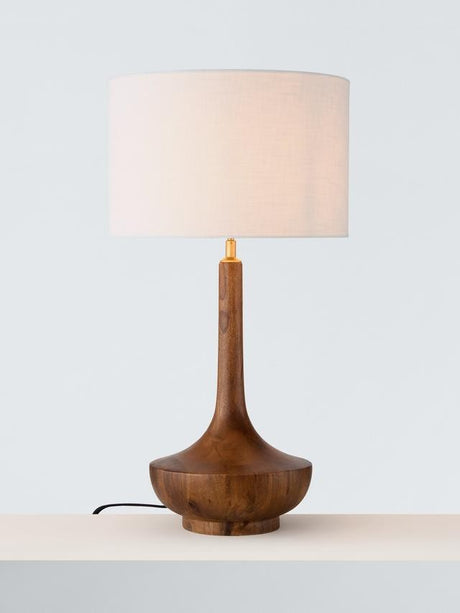 John Lewis Tall Carved Mango Wood Decorative Table Lamp - Neutral/Brown