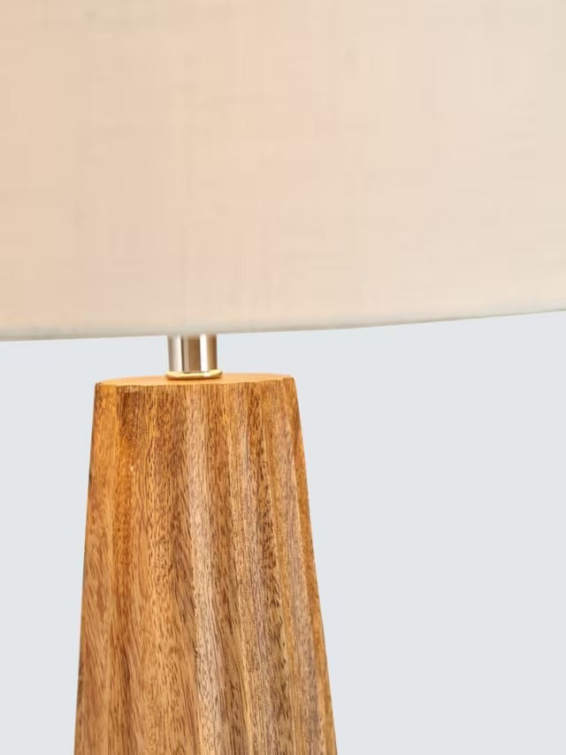 Pacific Draydon Textured Mango Wood Drum Shade Table Lamp H51cm - Natural