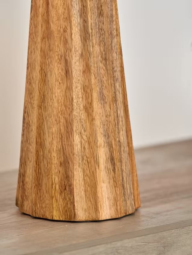 Pacific Draydon Textured Mango Wood Drum Shade Table Lamp H51cm - Natural