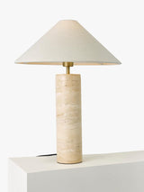 John Lewis Travertine Marble Column Matte Table Lamp - 56 x 43cm - Brass