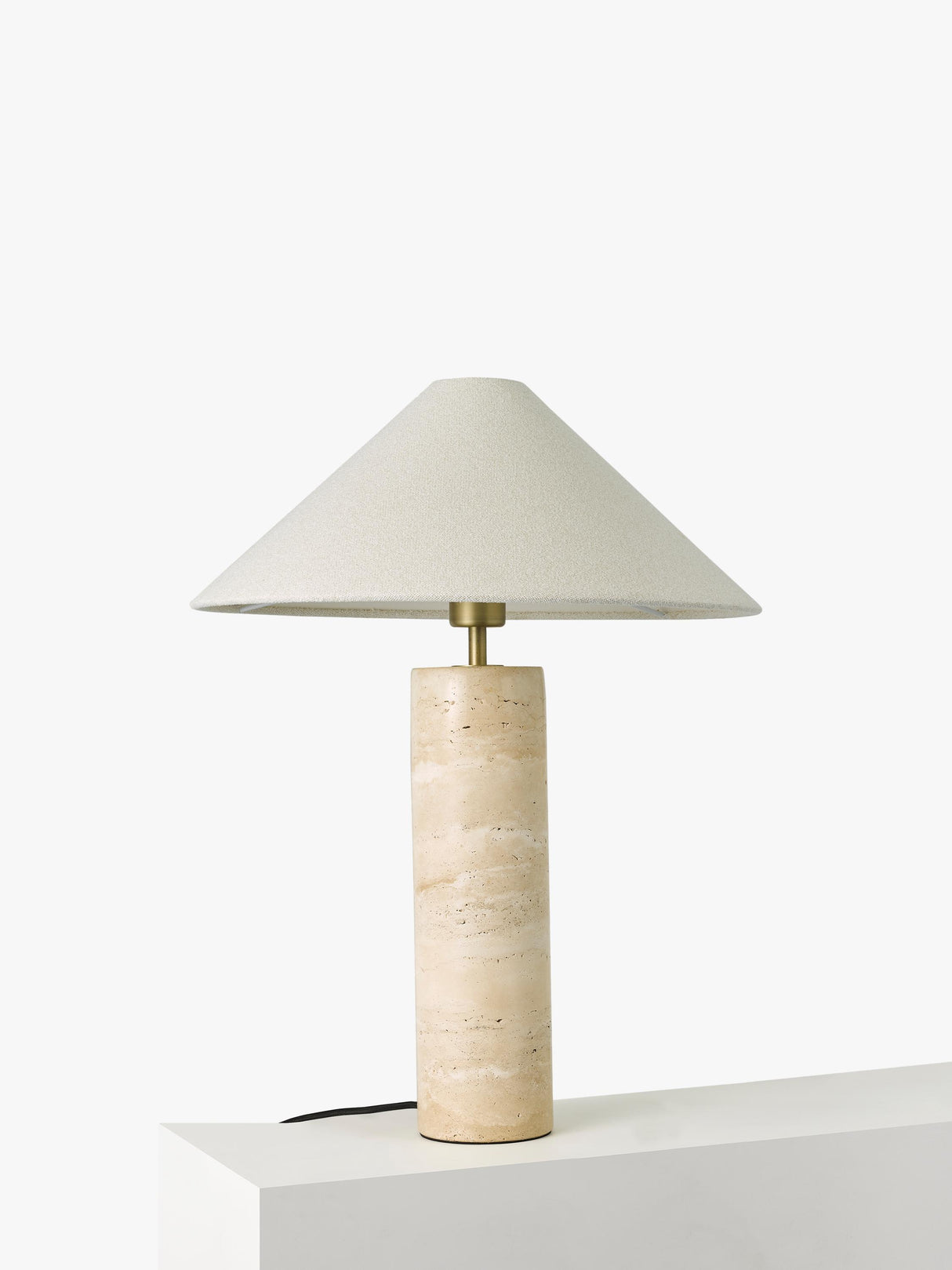 John Lewis Travertine Marble Column Matte Table Lamp - 56 x 43cm - Brass