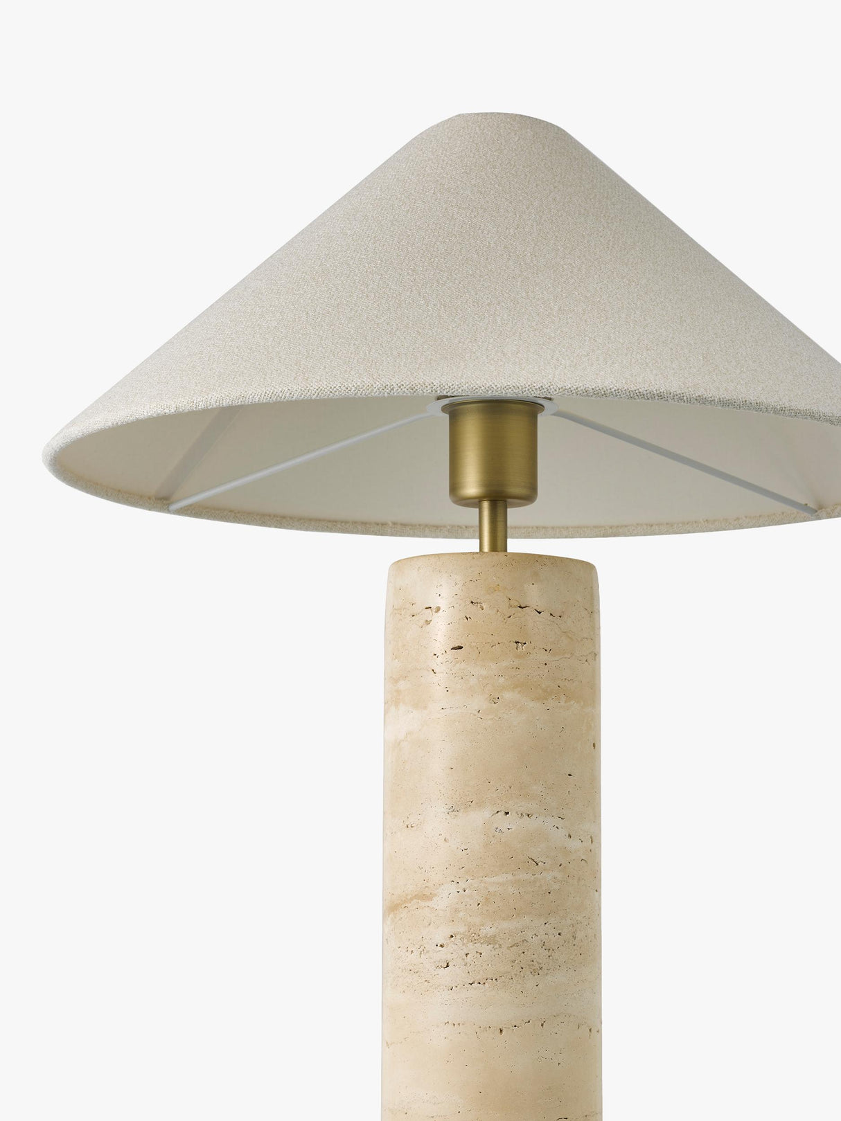 John Lewis Travertine Marble Column Matte Table Lamp - 56 x 43cm - Brass