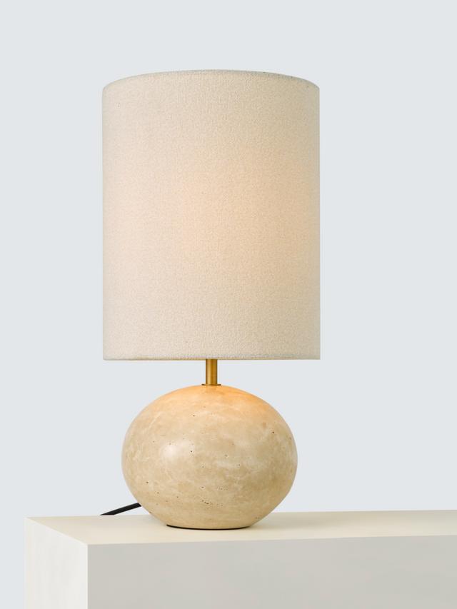 John Lewis Travertine Pebble Cylinder Indoor Corded Table Lamp -Travertine