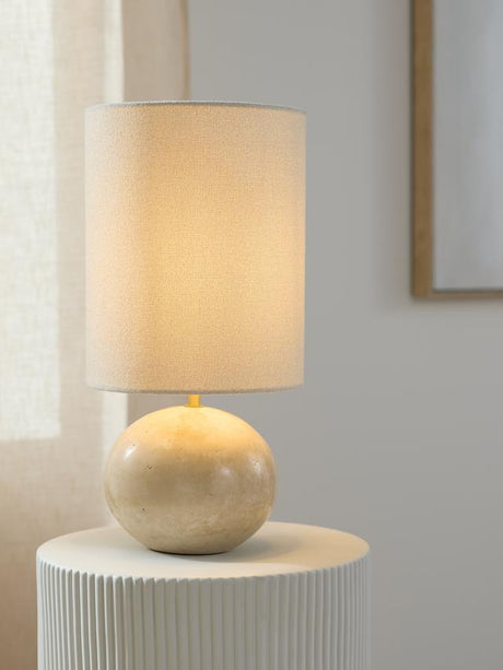 John Lewis Travertine Pebble Cylinder Indoor Corded Table Lamp -Travertine