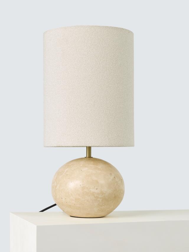 John Lewis Travertine Pebble Cylinder Indoor Corded Table Lamp -Travertine