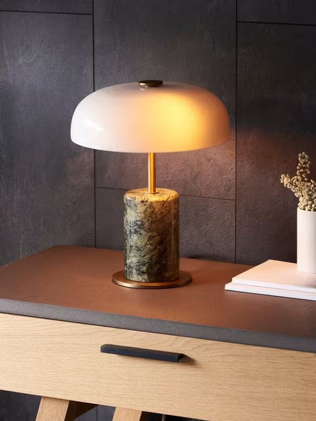 John Lewis Freestanding Non-Dimmable Porcini Marble Mini Table Lamp - Green