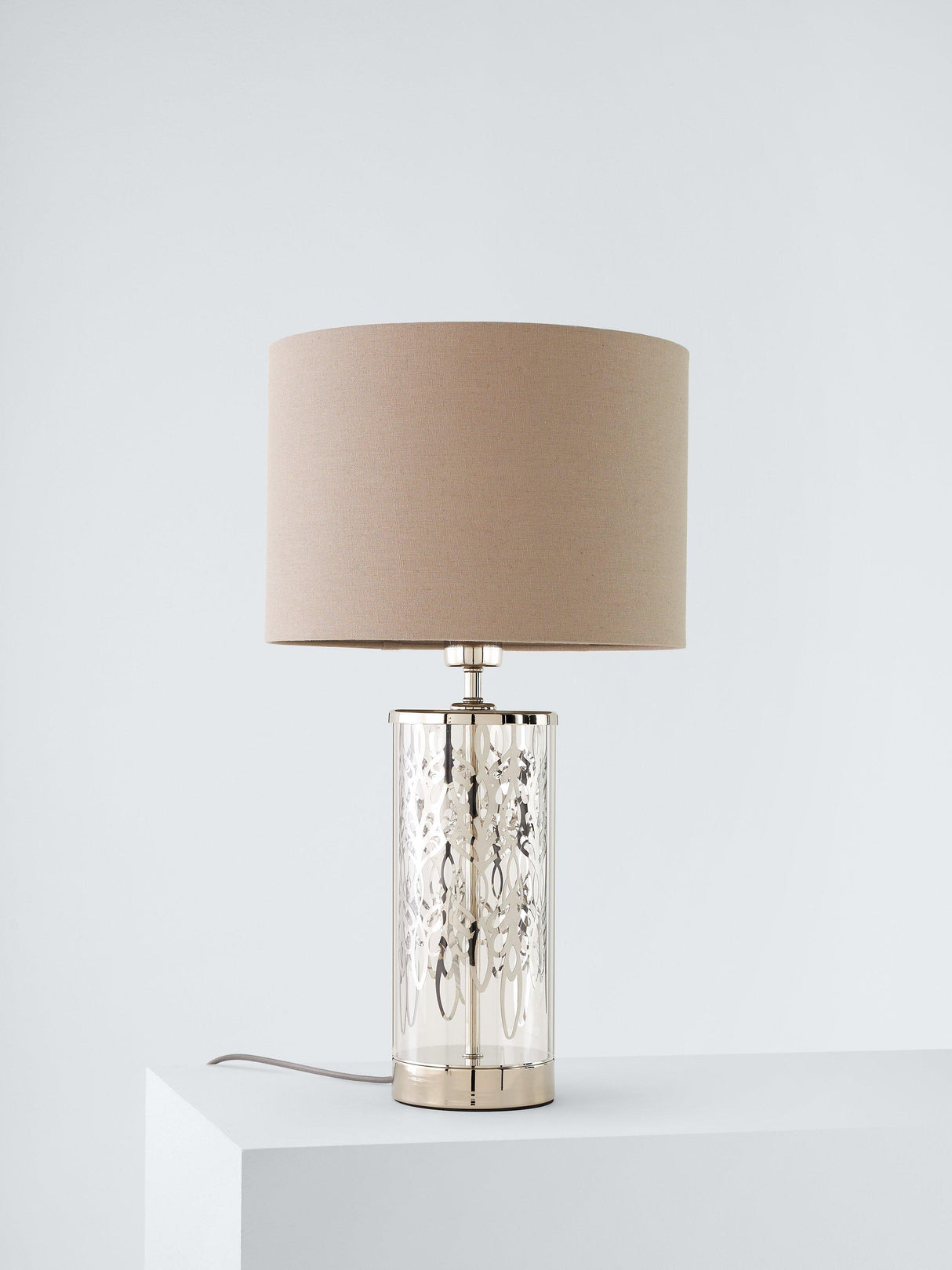 John Lewis Etched Peony Non-Dimmable Freestanding Metallic Table Lamp Nickel A